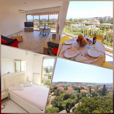 2p Famille Vue Mer, Piscine, Tennis, Wifi, Parking - A Louer Antibes